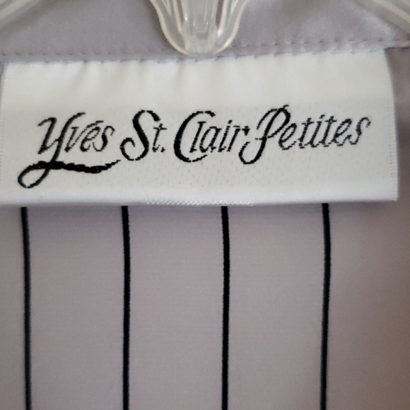 Yves St Claire Satin Silver Stripe Blouse 12P - Picture 7 of 11